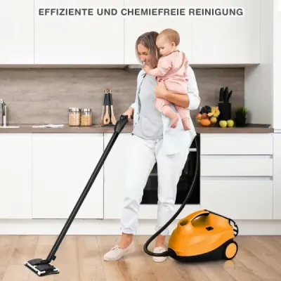 Purificator de aburi 2000W Floor Steam Cleaner cu 19 accesorii Orange