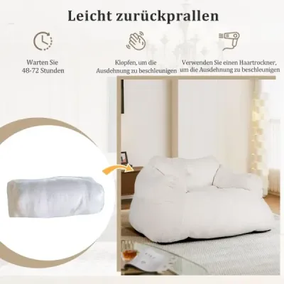Geanta scaun scaun scaun podea cu capac de catifea si podea nealunecata podea capitonata pentru camera de zi 129 x 111 x 69 cm Bej