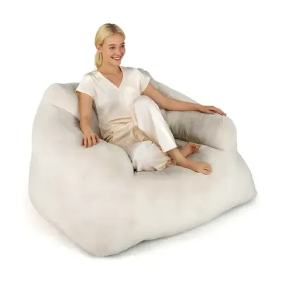 Geanta scaun scaun scaun podea cu capac de catifea si podea nealunecata podea capitonata pentru camera de zi 129 x 111 x 69 cm Bej