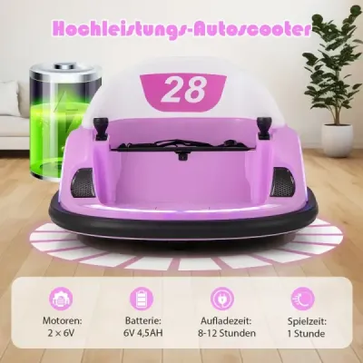 Kit auto pentru copii Bumper masina electrica cu lumini intermitente LED-uri roz