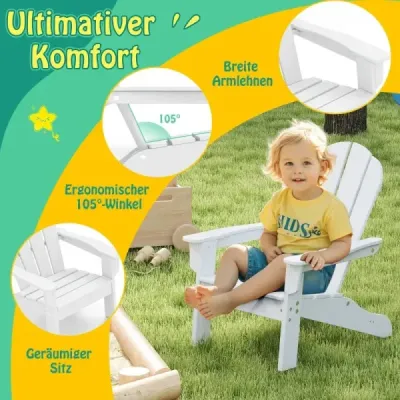 Scaun Adirondack din PEÎD cu spate ergonomic Scaun Adirondack alb