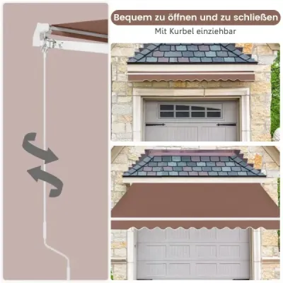 terase retractabile din aluminiu protecţie solară cu manivelă mâner 3,6 m × 3 m maro