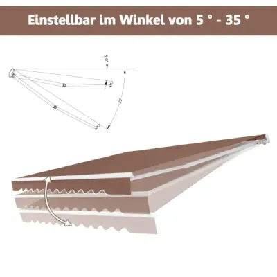 terase retractabile din aluminiu protecţie solară cu manivelă mâner 3,6 m × 3 m maro