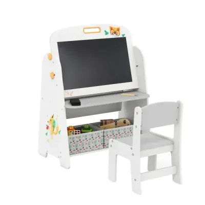 Personal pentru copii cu scaun bord pentru copii cu bookcase si tabla magnetica & Whiteboard gri