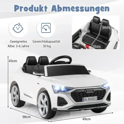 Automobilul auto pentru copii Audi SQ8 12 V Vehicul electric cu telecomanda alba