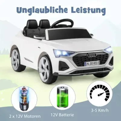 Automobilul auto pentru copii Audi SQ8 12 V Vehicul electric cu telecomanda alba