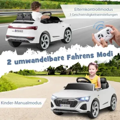 Automobilul auto pentru copii Audi SQ8 12 V Vehicul electric cu telecomanda alba