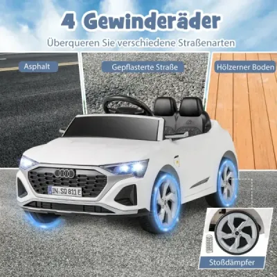 Automobilul auto pentru copii Audi SQ8 12 V Vehicul electric cu telecomanda alba