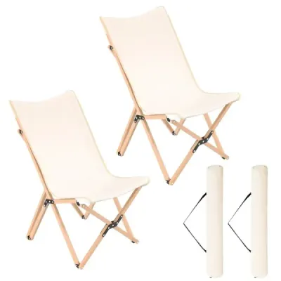Scaun fluture în 2 set scaun pliant din bambus bej