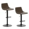 2 set bar scaune bar scaun 60-82 cm înălțime scaun reglabil rotabil cu backrest &amp; picioare Rustic Brown