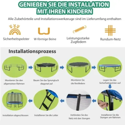 φ333cm trambulină în aer liber cu scară & baschet și capac plasă & de siguranță