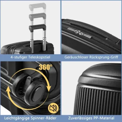 2 bucăţi. bagaj kit inclusiv 20" geantă de mână & 14" caz cosmetic PP hardshell bagaj negru