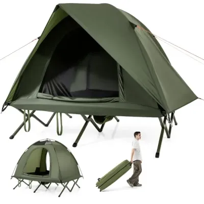pat teren cu cort pentru 2 persoane camping pat cu protecție ploaie și 2 uși nete și sac roll