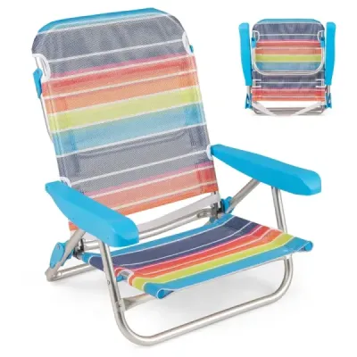 2 seturi Scaune pliabile de plajă cu spătar reglabil Scaune pliabile Easy camping