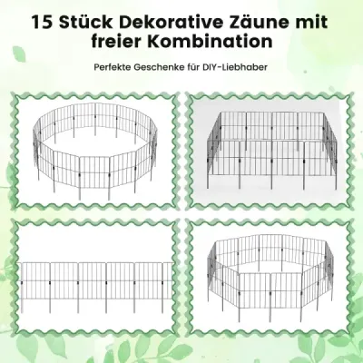 15 piese Decorative gradina gard metal Beetzaun gard decupare gard negru