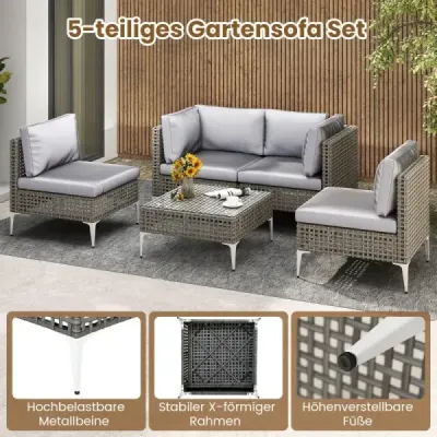 Set mobilier gradina Rattan cu mobilier balcon set cu set de grădină pernă scaun & spate