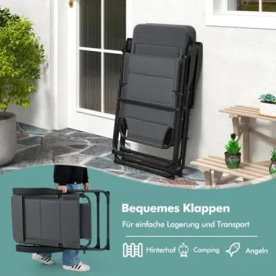 Set 2 scaune de gradina cu 7x reglabil backrest scaune pliabile balcon scaune gri