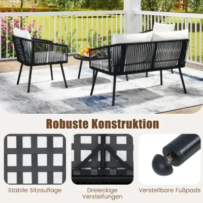Rattan grădină mobilier set balcon mobilier set cu scaun și spate pernă terasă mobilier