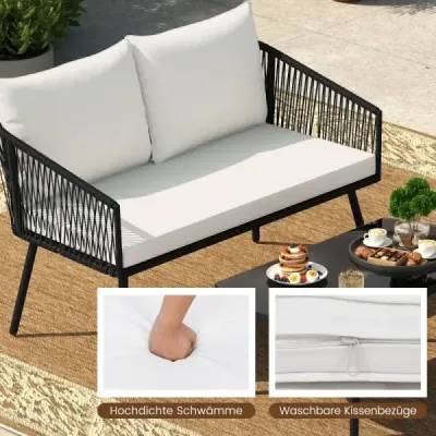 Rattan grădină mobilier set balcon mobilier set cu scaun și spate pernă terasă mobilier