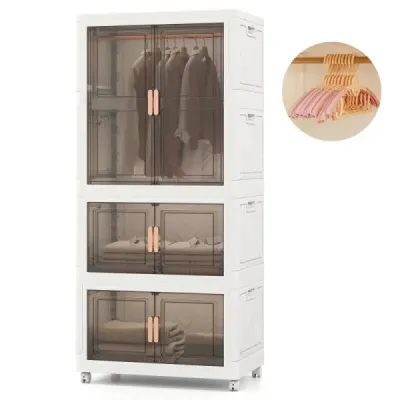 dulap cu 10 umerașe 421L dulap pliabil multi-scop cu role combinație gratuită 71 x 46 x 156 cm
