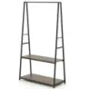 haine stand garderoba freestanding cu 2 rafturi și grajd bar de haine Brown