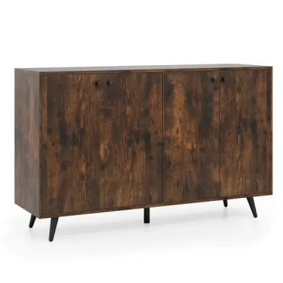 Sideboard Dreser din lemn cu 4 usi si rafturi reglabile cu 5 viteze 127,5 x 38 x 80 cm Brown
