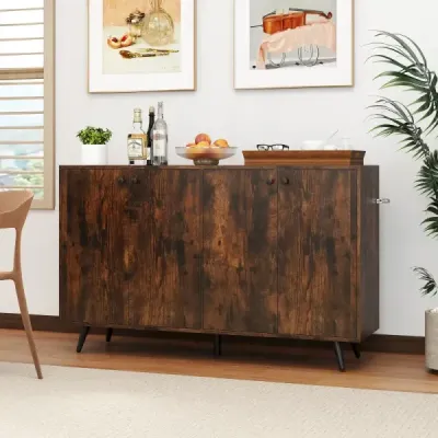 Sideboard Dreser din lemn cu 4 usi si rafturi reglabile cu 5 viteze 127,5 x 38 x 80 cm Brown