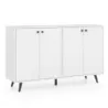Sideboard Dreser din lemn cu 4 usi si rafturi reglabile cu 5 viteze 127,5 x 38 x 80 cm Alb