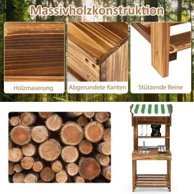 Sash Bucătărie pentru copii cu acoperiş şi panou şcolar & Sink & Faucet Dublu Sided Joacă Bucătărie