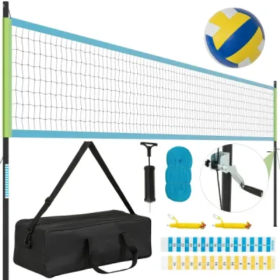 Plasă de volei în aer liber 9,5 x 1 m Înălţimea netă volei piscină reglabil cu stand de volei Backyard verde