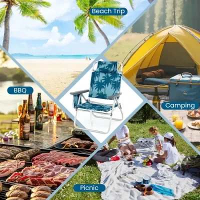 Scaune de plajă cu scaune de camping pliabile de masă cu scaune pliabile backrest reglabile albastru deschis