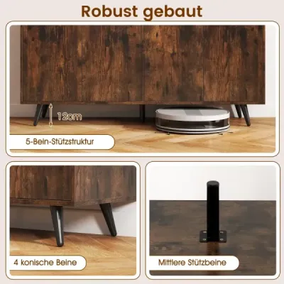 Sideboard Dreser din lemn cu 4 usi si rafturi reglabile cu 5 viteze 127,5 x 38 x 80 cm Brown
