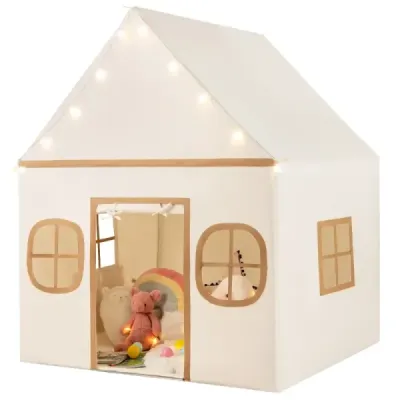 cort pentru copii interior pentru copii, cu lumini stele & căptușit mat Bej + Brown