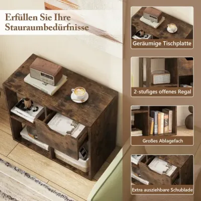 Librărie din lemn cu sertar & 3 compartimente Decoral raft birou raft camera separator Stand rafturi maro