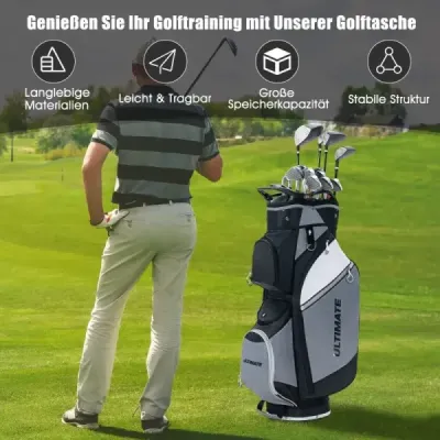 Geanta de golf cu 14 viteze de compartimentare și obiecte de valoare impermeabile sac negru + gri