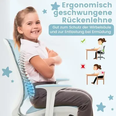 Scaun birou pentru copii cu 43-55cm Înălțimea reglabilă a scaunului Scaun pivotant pentru copii Ergonomic pe role