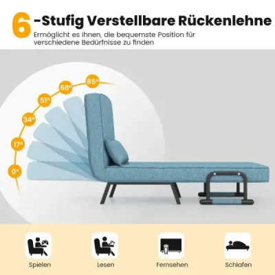 canapea extensibil pat triplu pliabil scaun de dormit cu 6 viteze reglabil backrest turcoaz