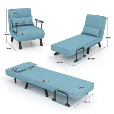 canapea extensibil pat triplu pliabil scaun de dormit cu 6 viteze reglabil backrest turcoaz