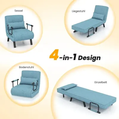 canapea extensibil pat triplu pliabil scaun de dormit cu 6 viteze reglabil backrest turcoaz