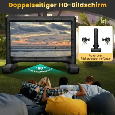 143 Inch gonflabile Beamer Canvas cu Blower & Ground Spokes 16:9 4K HD Dublu Sided Proiecție ecran