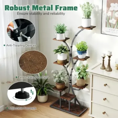 Stand de plante cu lumini de creștere 8 etaje rafturi de plante