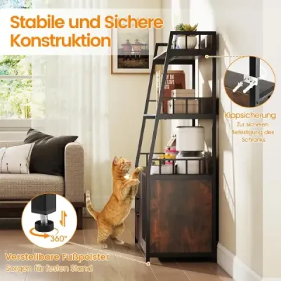 Cabinet Cat cu stație de încărcare Bookcase 3 nivele Scratch Mat & intrare 80 x 40 x 132cm Maro