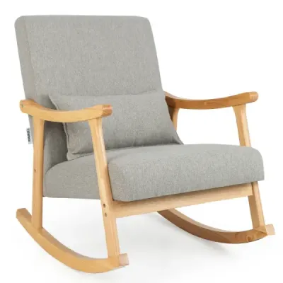Scaun balansoar cu spătar ridicat & perna scaunului capitonat Scaun cu accent modern Grey