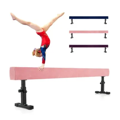 Grindă reglabilă suspendată 226 cm Grindă de gimnastică înaltă şi joasă cu 3 înălţimi roz