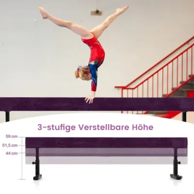 Grindă reglabilă suspendată 226 cm Grindă de gimnastică înaltă şi joasă cu 3 înălţimi violet
