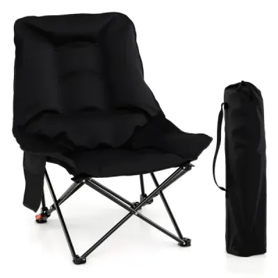 Scaun de camping pliabil cu spătar reglabil & buzunar lateral Scaun pliant cu cada