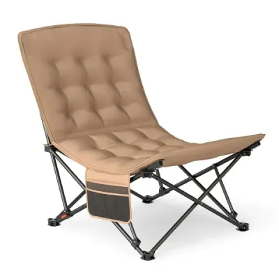 Scaun de camping pliabil cu spătar reglabil & 225 kg scaun pliabil Khaki