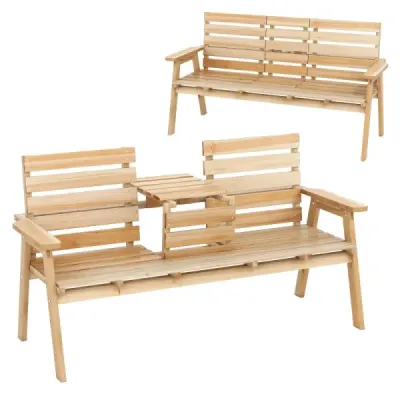 Banc in aer liber in lemn de brad cu banc de masa mijlocie pliabil pentru 2