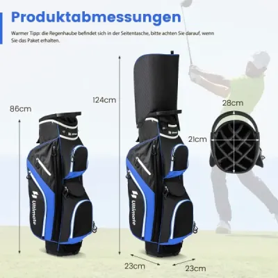 Coș de golf portabil sac cu 14 el divizare & capota de ploaie Golf sac de golf Light sac de golf albastru