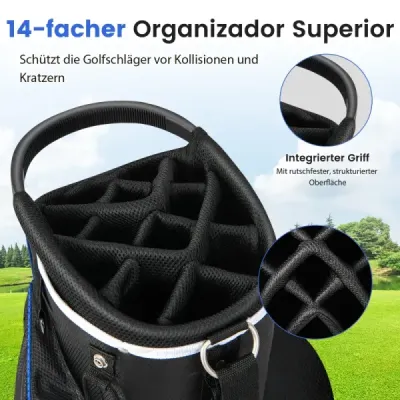 Coș de golf portabil sac cu 14 el divizare & capota de ploaie Golf sac de golf Light sac de golf albastru